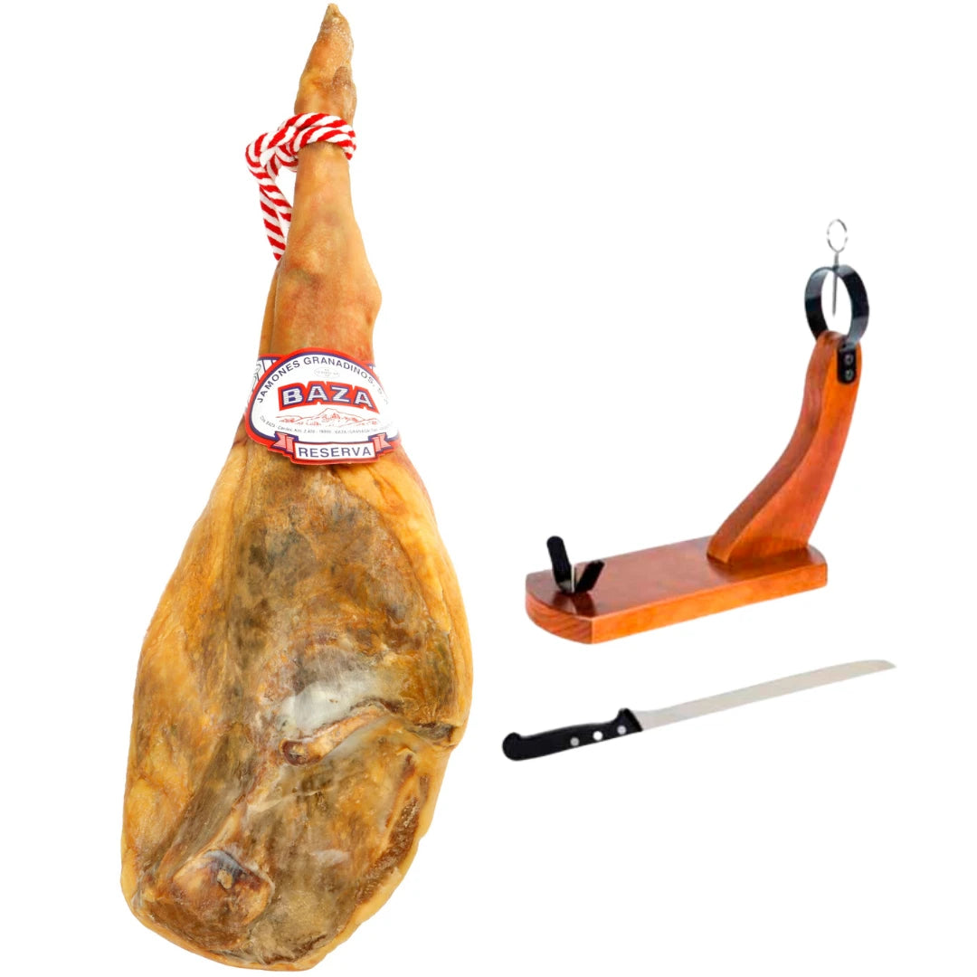 Serrano Schinken Set mit Jamonero & Messer | 9,5 kg