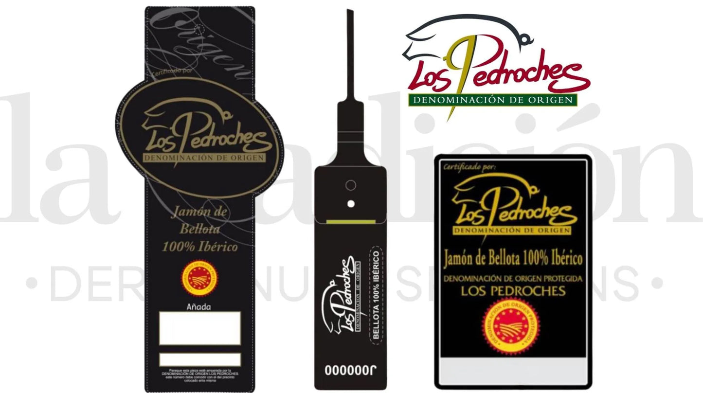 „Offizielle Siegel und Etiketten der D.O.P. Los Pedroches – Pata Negra Vorderschinken 100 % Ibérico mit geschützter Ursprungsbezeichnung (g.U.)