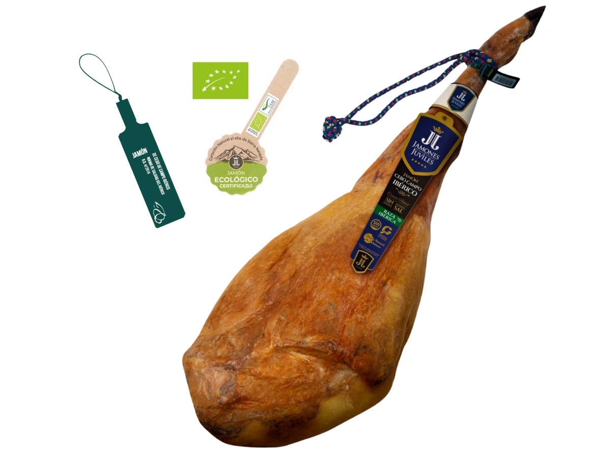 Bio Jamon Iberico de Cebo de Campo von Jamones Juviles mit Eco Zertifizierung und spanischer Reifung