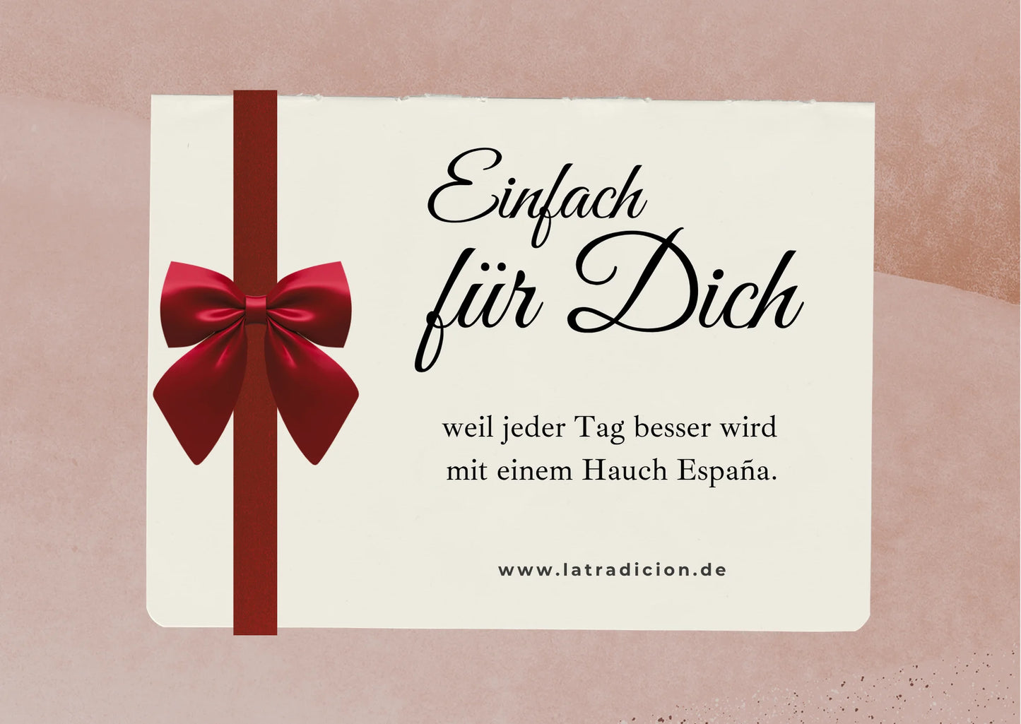 Elegante Geschenkkarte mit roter Schleife und Botschaft für einen Hauch España.
