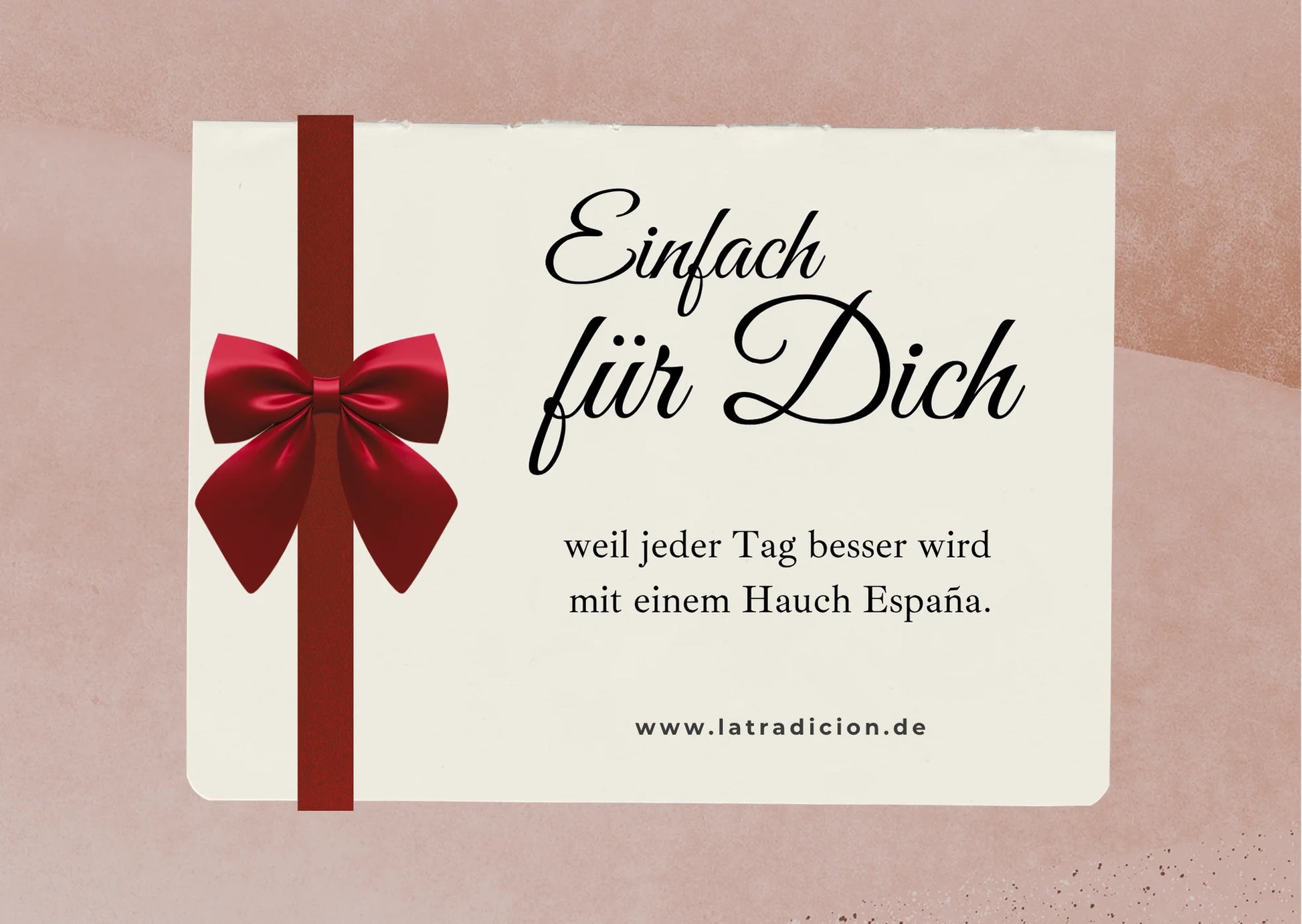 Elegante Geschenkkarte mit roter Schleife und Botschaft für einen Hauch España.