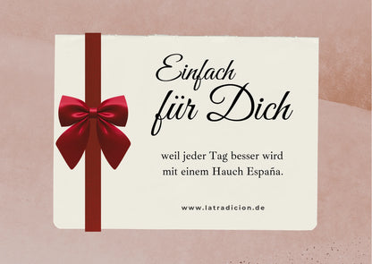 Elegante Geschenkkarte mit roter Schleife und Botschaft für einen Hauch España.