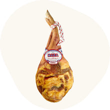 Ganzer Vorderschinken Reserva Duroc (span. Paleta) – 12 Monate gereift, traditionell hergestellt in Spanien, mit rotem Etikett.