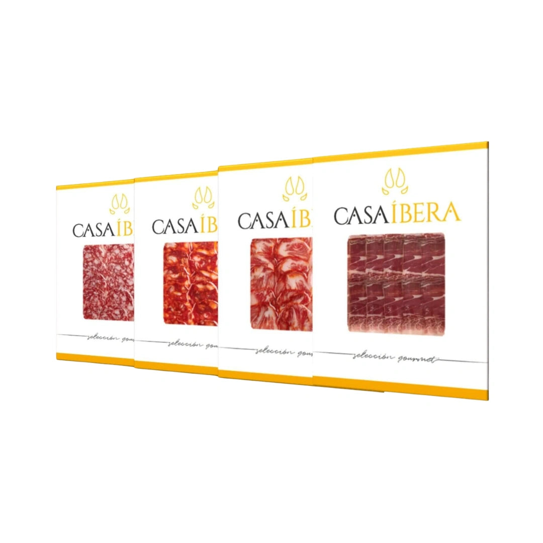 Ibérico Tasting Set mit Jamón und Wurst Auswahl spanischer Spezialitäten in Scheiben vakuumverpackt