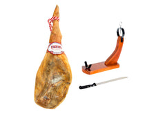 Jamon Serrano Reserva ganze Keule Spanien luftgetrocknet Schinken mit Halter und Messer kaufen
