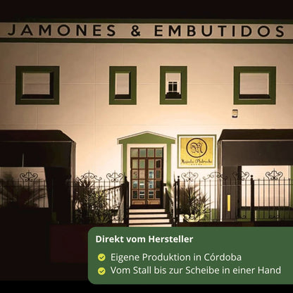 Produktionsstaette von Jamones Majada Pedroche in Cordoba. Eigene Herstellung vom Ursprung bis zur finalen Scheibe.
