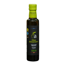 Flasche natives Olivenol extra Sorte Arbequina Premium von Oleo Almanzora 250ml aus Spanien. Kaltgepresst, vegan, mehrfach international ausgezeichnet. Fruchtig-mildes Aroma, ideal zum Verfeinern, Dippen und fuer mediterrane Rezepte.