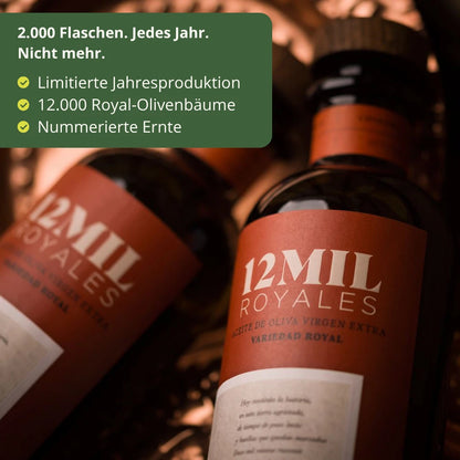 12Mil Royales natives Olivenoel extra limitierte Produktion 2000 Flaschen pro Jahr aus Spanien Royal Olive exklusive Ernte nummeriert Premium Qualitaet