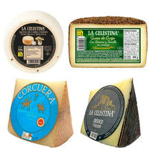 Spanisches Käse Set mit Manchego D.O.P. Curado, Ibérico Curado, Ziegenkäse mit Trüffel und Steinpilz sowie Schafskäse mit Rosmarin und Thymian von Quesos Corcuera und La Celestina