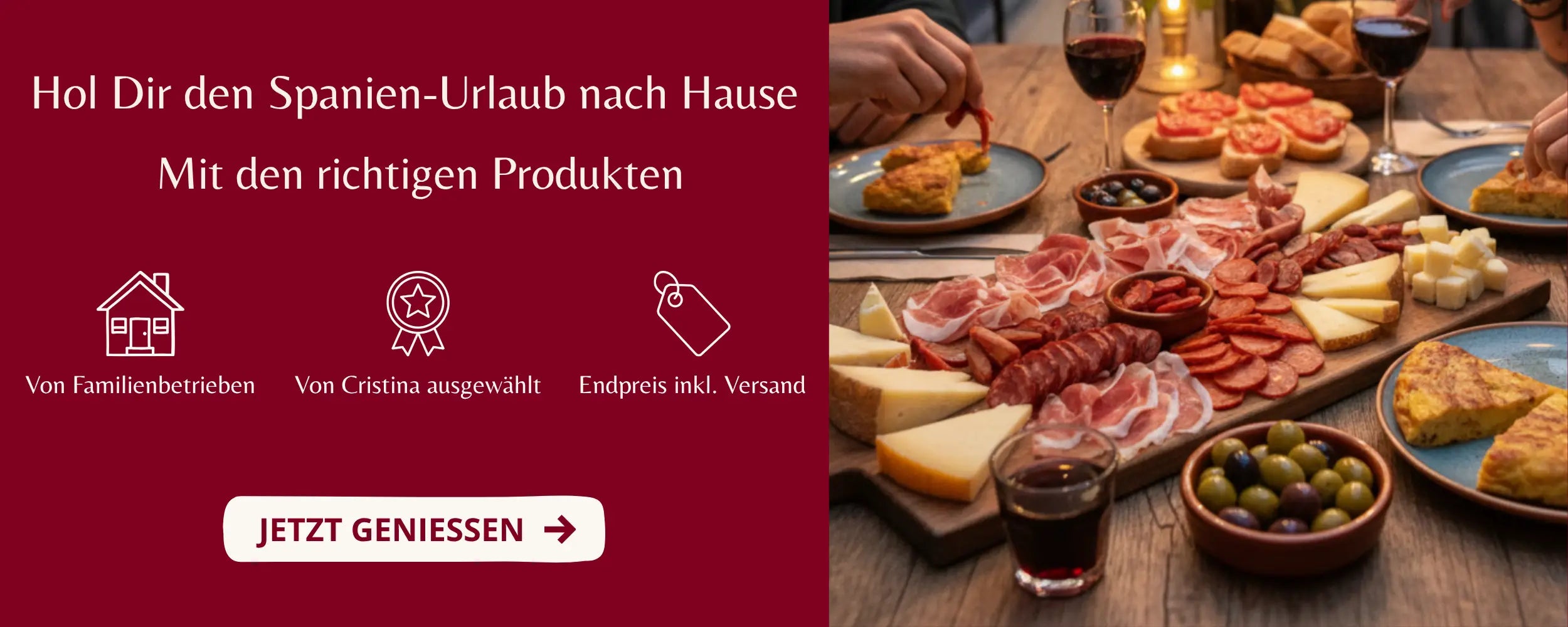 Spanische Spezialitaeten online kaufen. Jamon Serrano, Chorizo und Tapas direkt von Familienbetrieben aus Spanien. Authentischer Geschmack fuer zuhause.
