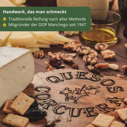 Manchego Kaese traditionell gereift nach alter Methode mit Fokus auf Qualitaet und Handwerk