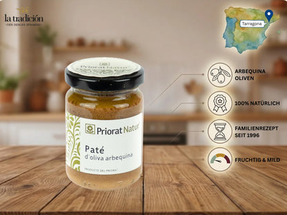 Arbequina-Oliventapenade von Priorat Natur aus Tarragona – Arbequina-Oliven, 100% natürlich, Familienrezept seit 1996, fruchtig und mild – La Tradición