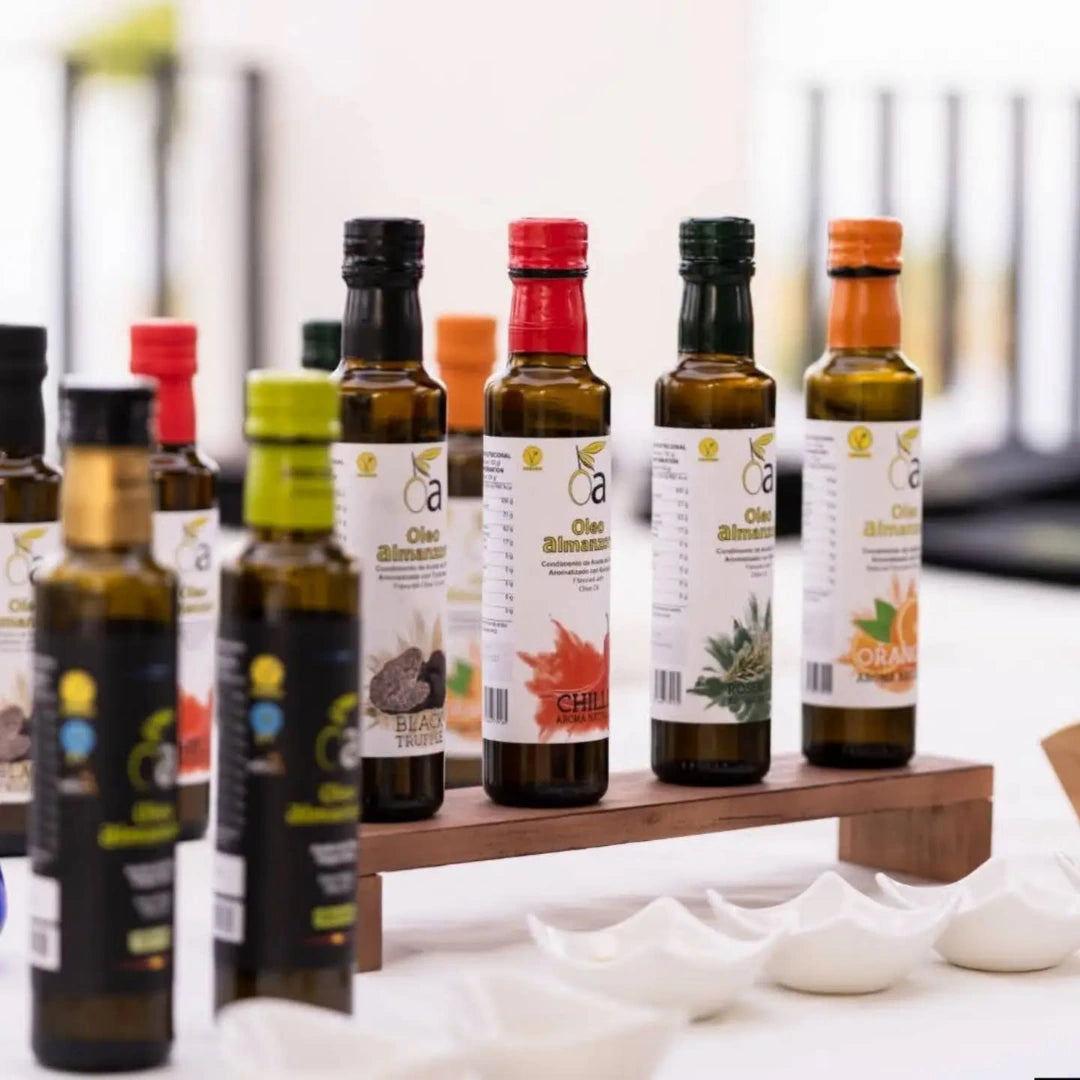 Olivenoel Arbequina 250 ml Flaschen mit internationalen Auszeichnungen und Geschmacksvarianten