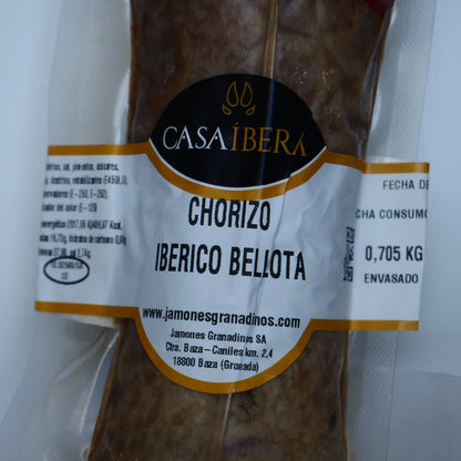 Etikett Chorizo Iberico de Bellota von Casa Ibera mit Naehrwerten und Herkunft