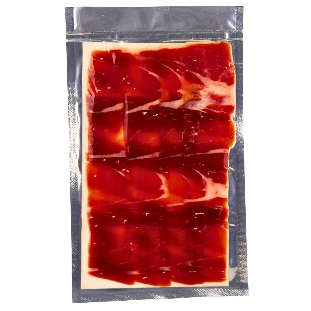 Jamón de Cebo de Campo Ibérico 50% Raza Ibérica von Majada Pedroche, handgeschnitten, vakuumverpackt, 100 g