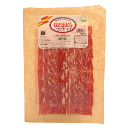 Jamón Duroc Gran Reserva von Jamones Granadinos Baza, aufgeschnitten und vakuumverpackt, 100 g, ohne Zusatzstoffe, aus Granada, Andalusien
