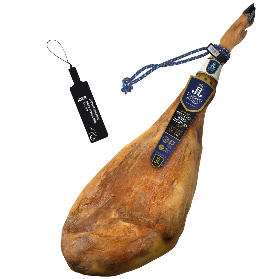 Jamón de Bellota 100% Ibérico von Jamones de Júviles – ganze Keule, ohne Salzzusatz, Naturreifung in der Sierra Nevada, aus Granada
