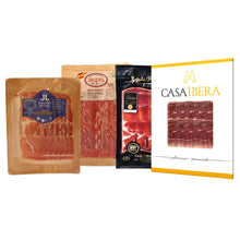 Jamón Tasting Set von La Tradición – 4 x 100 g: Trevélez I.G.P. Júviles, Serrano Gran Reserva Baza, Ibérico Bellota Majada Pedroche und Ibérico Cebo Casa Íbera, 17–36 Monate gereift