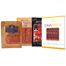 Jamón Tasting Set von La Tradición – 4 x 100 g: Trevélez I.G.P. Júviles, Duroc Gran Reserva Baza, Ibérico Bellota Majada Pedroche und Ibérico Cebo Casa Íbera, 17–36 Monate gereift