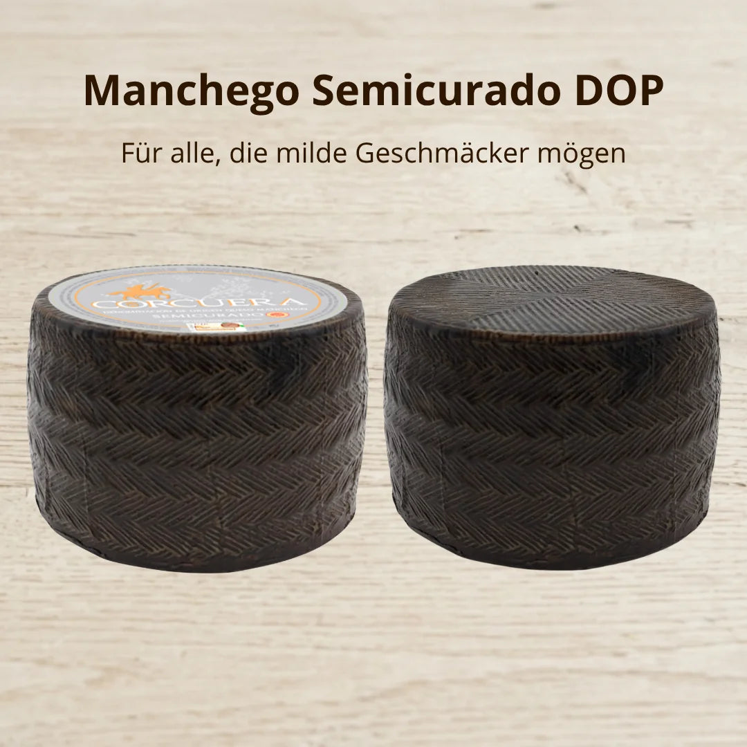 Manchego Semicurado D.O.P. von Quesos Corcuera, mild und cremig, für milde Geschmäcker – La Tradición