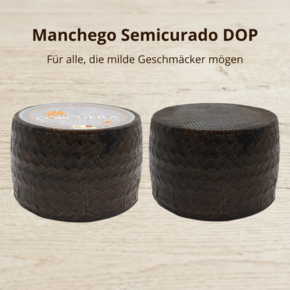 Manchego Semicurado D.O.P. von Quesos Corcuera, mild und cremig, für milde Geschmäcker – La Tradición