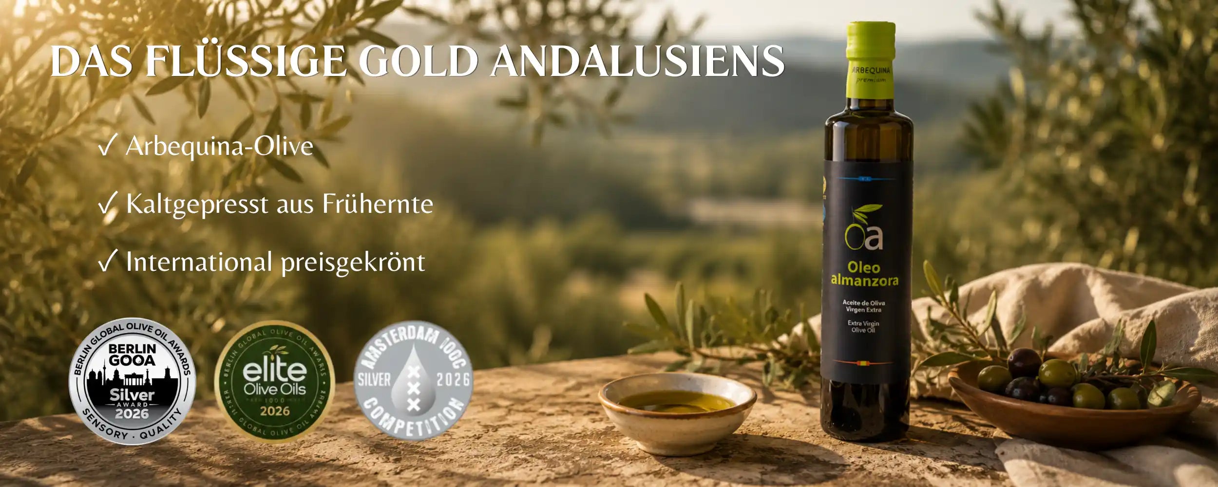 Oleo Almanzora Arbequina Olivenöl Extra Virgen, kaltgepresst aus Andalusien, mehrfach preisgekrönt – La Tradición

