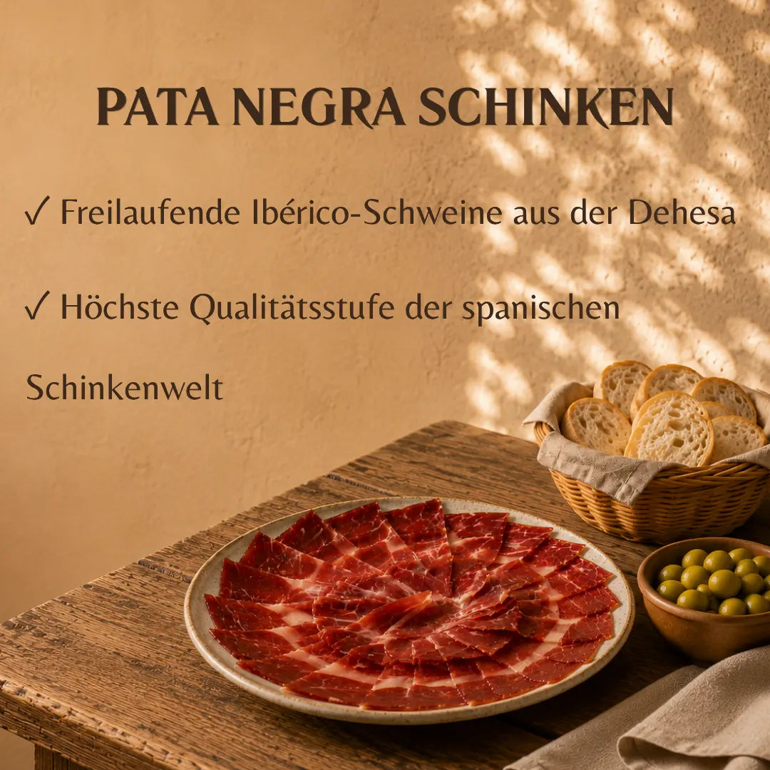 Pata Negra Schinken von freilaufenden Ibérico-Schweinen aus der Dehesa, höchste spanische Qualitätsstufe, La Tradición