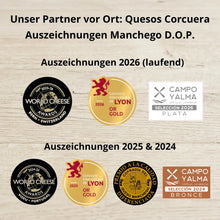 Quesos Corcuera Auszeichnungen Manchego D.O.P. – World Cheese Awards, Concours International de Lyon Gold, Campo Yalma Selección 2024-2026
