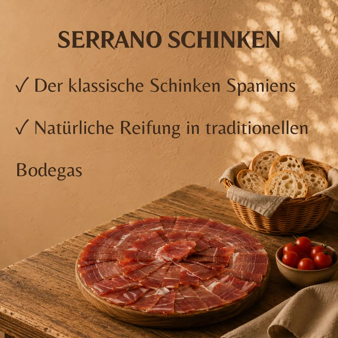 Serrano Schinken, der klassische Schinken Spaniens, natürliche Reifung in traditionellen Bodegas, La Tradición