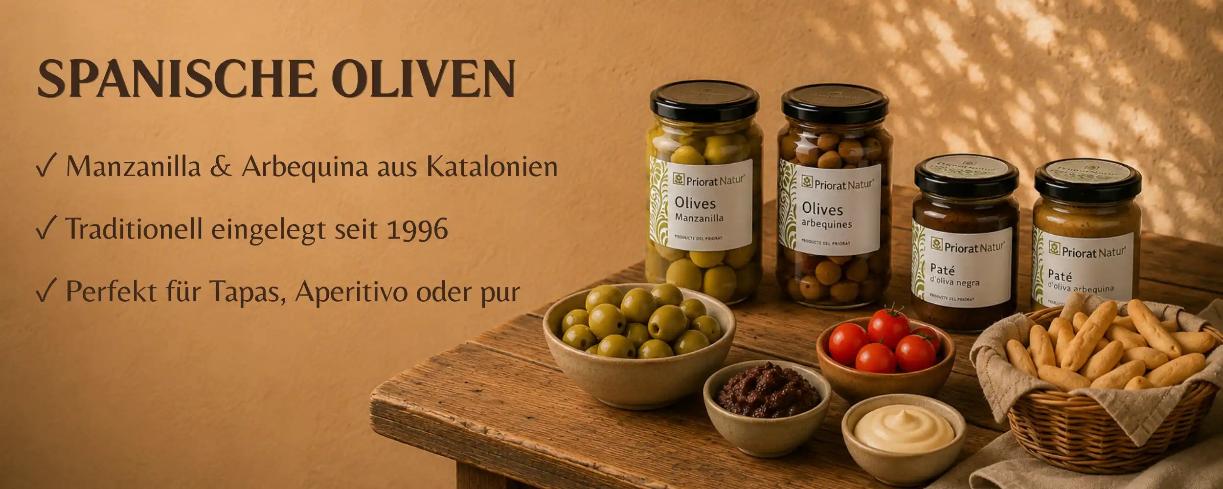 Spanische Oliven von Priorat Natur, Manzanilla und Arbequina aus Katalonien, traditionell eingelegt seit 1996 – La Tradición