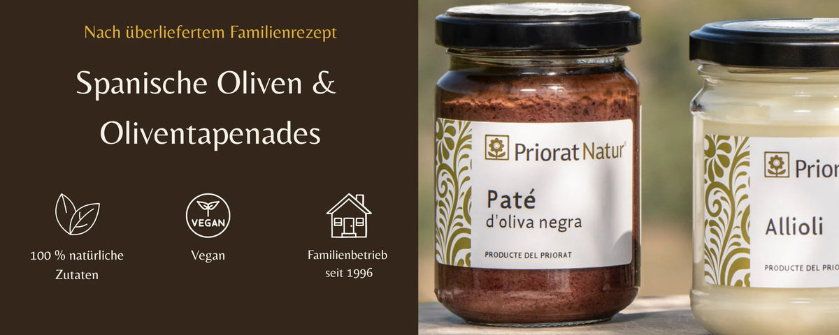 Oliventapenade und Oliven Pate d oliva negra von Priorat Natur aus Spanien