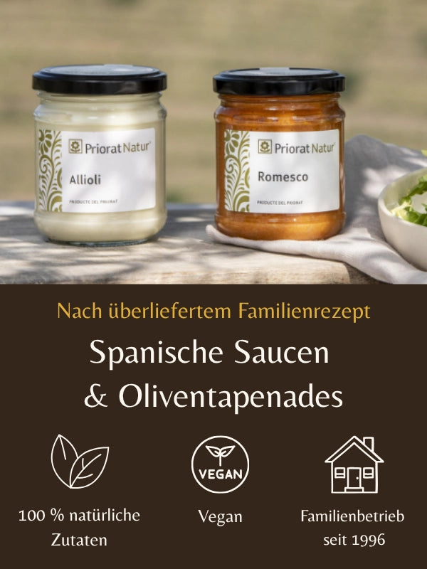 Allioli und Romesco Sauce von Priorat Natur vegan und ohne Zusatzstoffe
