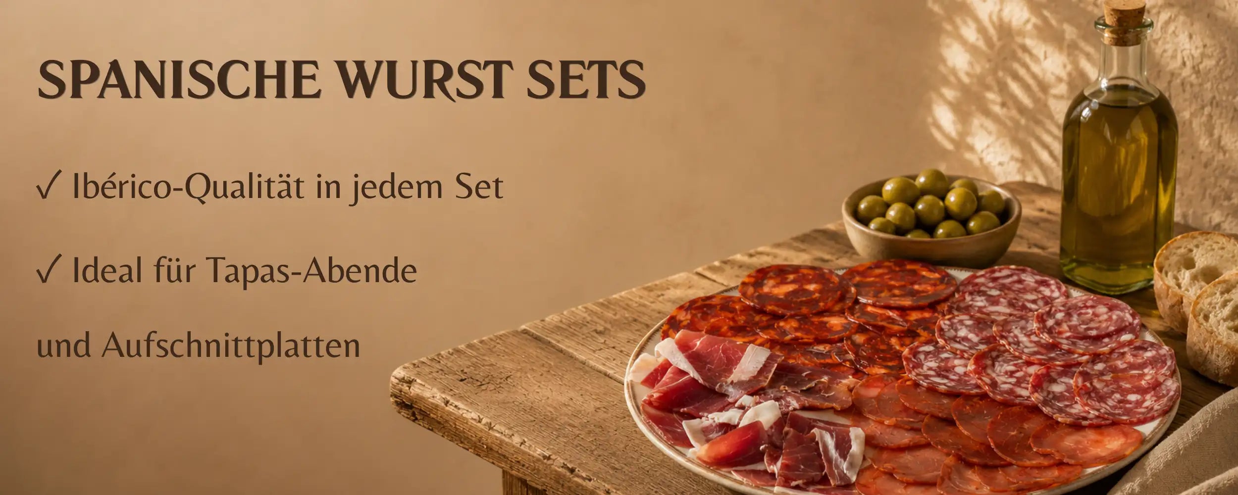 Spanische Wurst Sets mit Chorizo, Salchichón und Jamón Ibérico, ideal für Tapas, La Tradición